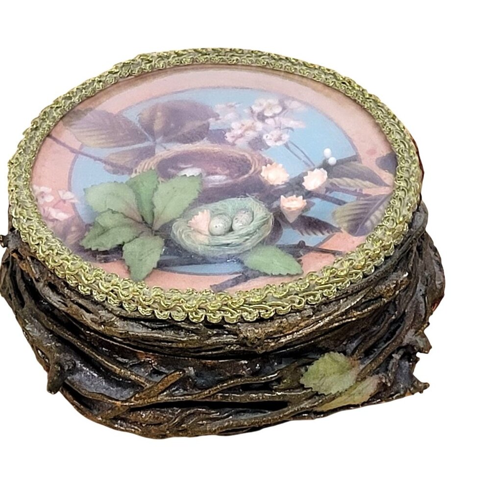 Katherines Collection Trinket Box Bird Nest 1990s Shadow Box Victorian Vintage - Picture 2 of 8
